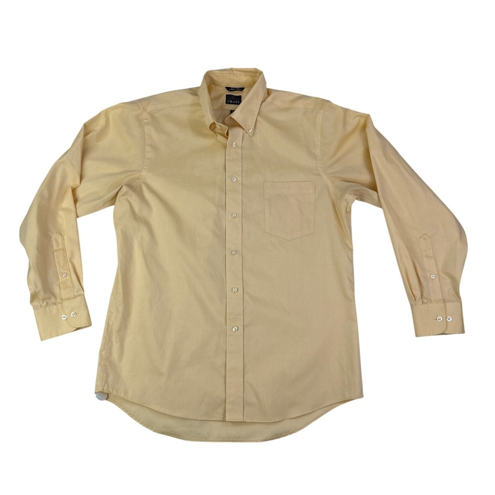 Chaps Mens Non-Iron Classic Fit Button Down Shirt Yellow 16 34/35 25N0046700